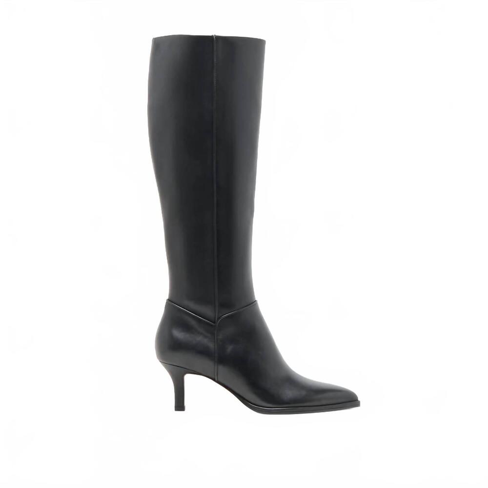 Dolce Vita Tall Black Leather Pointed-Toe Heeled Boots